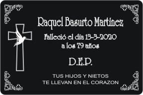 PLACA PARA DIFUNTO Grabinco.com