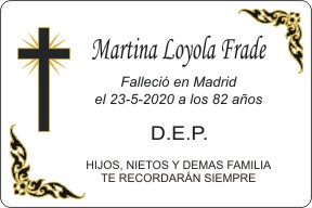 PLACA PARA DIFUNTO Grabinco.com