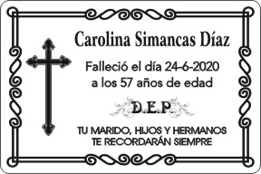 PLACA PARA DIFUNTO Grabinco.com