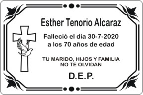 PLACA PARA DIFUNTO Grabinco.com