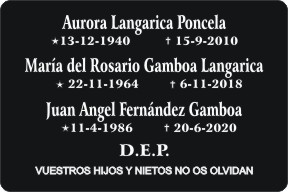 PLACA PARA DIFUNTO Grabinco.com