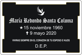 PLACA PARA DIFUNTO Grabinco.com