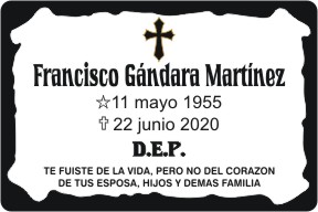 PLACA PARA DIFUNTO Grabinco.com