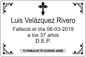 PLACA PARA DIFUNTO Grabinco.com