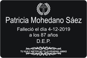 PLACA PARA DIFUNTO Grabinco.com