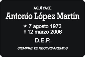 PLACA PARA DIFUNTO Grabinco.com