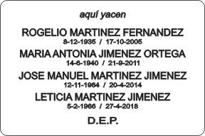 PLACA PARA DIFUNTO Grabinco.com
