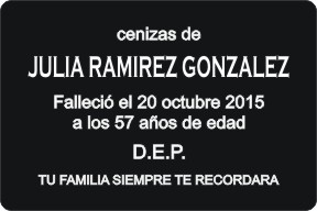 PLACA PARA DIFUNTO Grabinco.com