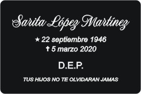 PLACA PARA DIFUNTO Grabinco.com