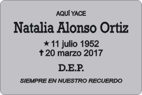 PLACA PARA DIFUNTO Grabinco.com