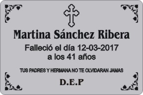 PLACA PARA DIFUNTO Grabinco.com