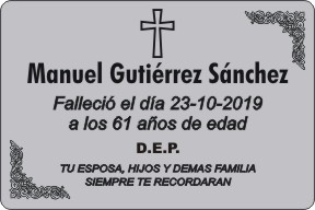 PLACA PARA DIFUNTO Grabinco.com