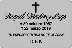 PLACA PARA DIFUNTO Grabinco.com
