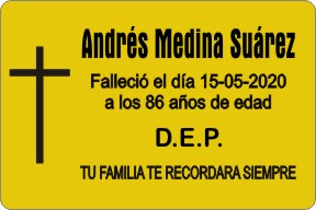 PLACA PARA DIFUNTO Grabinco.com