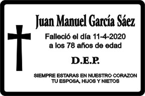 PLACA PARA DIFUNTO Grabinco.com