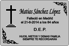 PLACA PARA DIFUNTO Grabinco.com