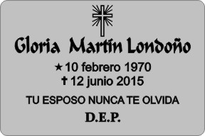 PLACA PARA DIFUNTO Grabinco.com