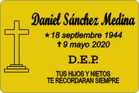 PLACA PARA DIFUNTO Grabinco.com