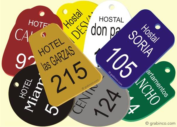 PLACAS GRABADAS PARA LLAVEROS DE HOTEL Y USOS DIVERSOS Grabinco.com