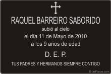 PLACA PARA CEMENTERIO CEM215 Grabinco.com