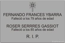 PLACA PARA CEMENTERIO CEM216 Grabinco.com