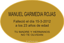 PLACA PARA CEMENTERIO CEM243 Grabinco.com