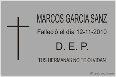 PLACA PARA CEMENTERIO CE201 Grabinco.com