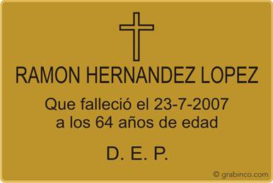 PLACA PARA CEMENTERIO CE202 Grabinco.com
