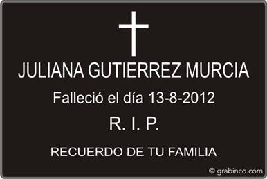 PLACA PARA CEMENTERIO CE203 Grabinco.com