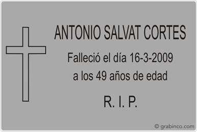 PLACA PARA CEMENTERIO CE210 Grabinco.com