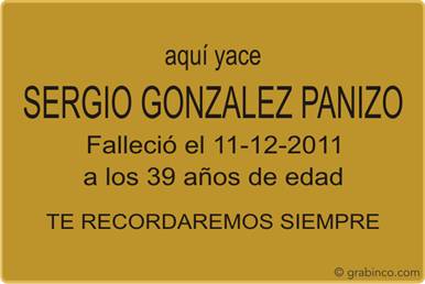 PLACA PARA CEMENTERIO CE211 Grabinco.com