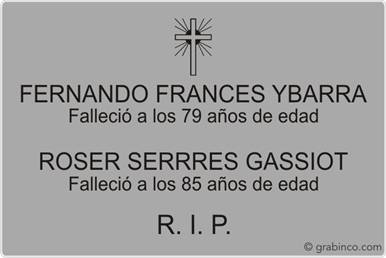 PLACA PARA CEMENTERIO CE216 Grabinco.com