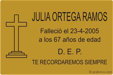 PLACA PARA CEMENTERIO CE217 Grabinco.com