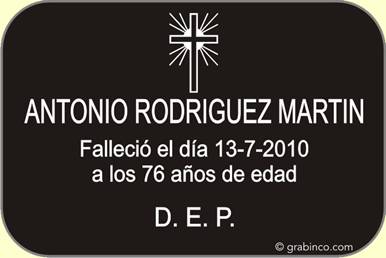PLACA PARA CEMENTERIO CE219 Grabinco.com
