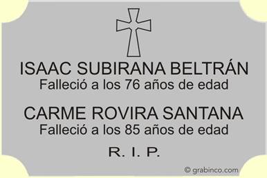PLACA PARA CEMENTERIO CE221 Grabinco.com