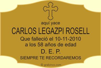 PLACA PARA CEMENTERIO CE224 Grabinco.com