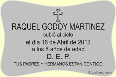 PLACA PARA CEMENTERIO CE225 Grabinco.com