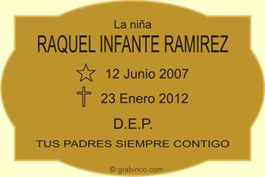 PLACA PARA CEMENTERIO CE227 Grabinco.com