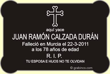 PLACA PARA CEMENTERIO CE229 Grabinco.com