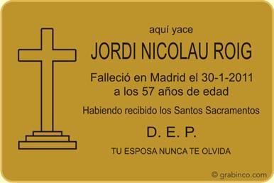 PLACA PARA CEMENTERIO CE230 Grabinco.com