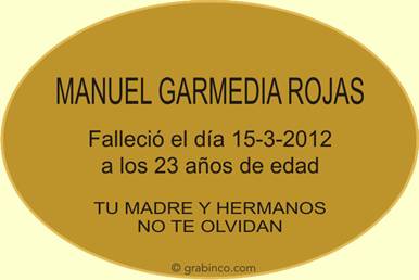 PLACA PARA CEMENTERIO CE231 Grabinco.com