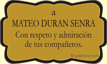 PLACA GRABADA DE LATON LA239 Grabinco.com