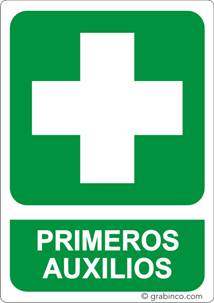 PLACA SEÑAL PRIMEROS AUXILIOS Grabinco.com