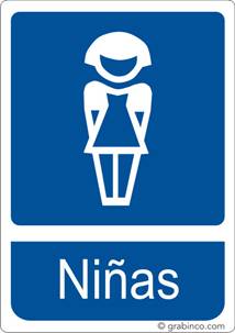 PLACA SEÑAL ASEOS  NIÑAS Grabinco.com