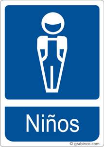 PLACA SEÑAL ASEOS  NIÑOS Grabinco.com