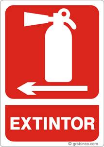 PLACA SEÑAL EXTINTOR A LA IZQUIERDA Grabinco.com