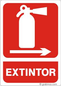PLACA SEÑAL EXTINTOR A LA DERECHA Grabinco.com