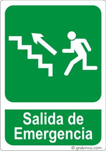 PLACA SEÑAL SALIDA DE EMERGENCIA ARRIBA IZQUIERDA Grabinco.com