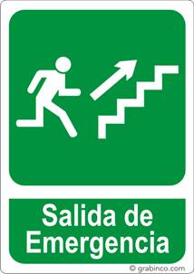 PLACA SEÑAL SALIDA DE EMERGENCIA ARRIBA DERECHA Grabinco.com