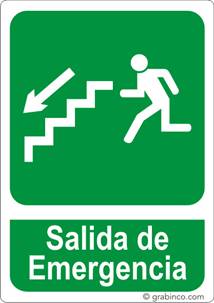 PLACA SEÑAL SALIDA DE EMERGENCIA ABAJO IZQUIERDA Grabinco.com